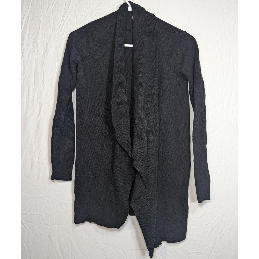 LOFT Wool Black Lightweight Stretchy Flowy Long Sleeve Cardigan Fitted Winter